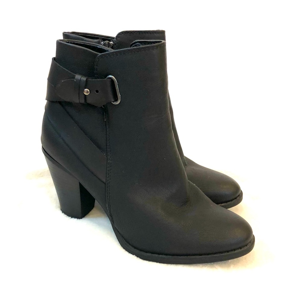 APT.9 Black Vegan Leather Heeled Ankle Booties 7.5
